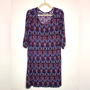 Market & Spruce Maeby Knit Dress Geometric Pattern Blue Purple Red Size XL
